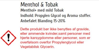 longfil til e-cigaretter med smag af menthol og tobak